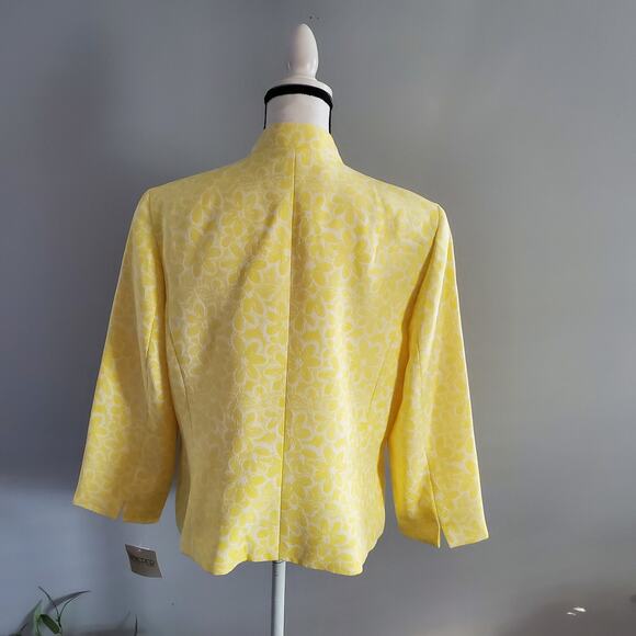 Kasper Yellow Floral Daisy Pattern Career Blazer 14 - Picture 2 of 9